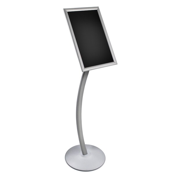 Azar Displays 11"W x 17"H Snap-Frame Sign holder W/ Curved Metal Stand 300237-SLV - main